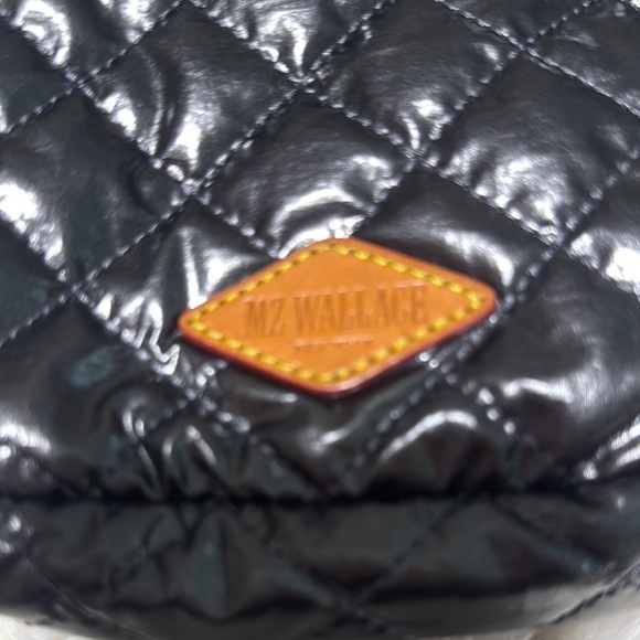 MZ Wallace Shiny Black Quilted Messenger Bag - Picture 7 of 8